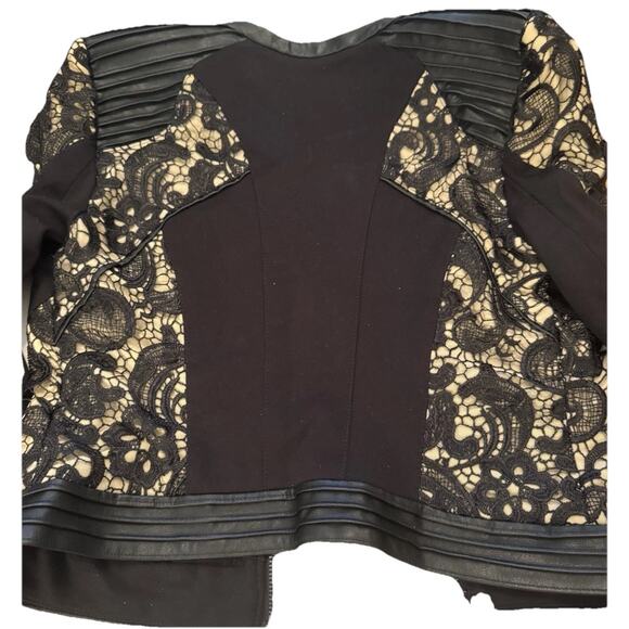 Preowned Ladies Bebe Black Cropped Mixed Media Jacket Size 2 - Picture 9 of 12